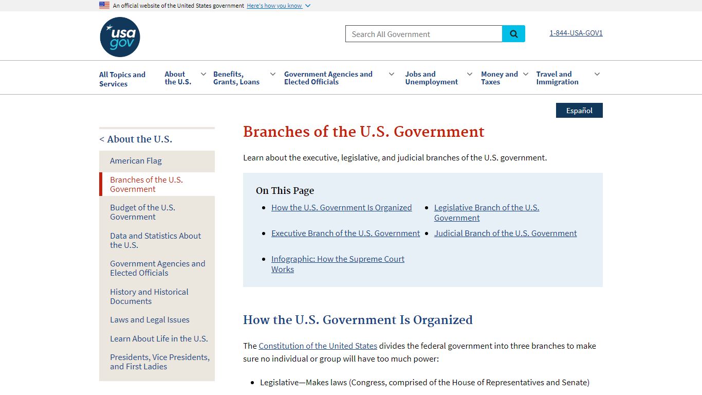 Branches of the U.S. Government | USAGov